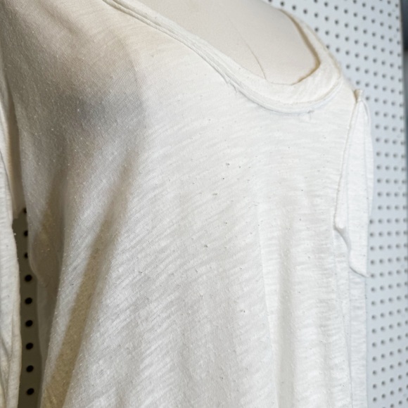 Free People | Long Sleeve White Pocket Tee w/ Scoop Neck, Oversized Fit - Picture 3 of 7